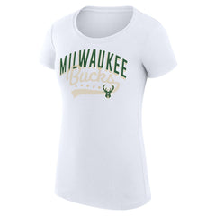Milwaukee Bucks G-III 4Her by Carl Banks Women's Super-Slim Fit Lightweight Filigree Logo T-Shirt - White - NBA