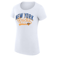 New York Knicks G-III 4Her by Carl Banks Women's Super-Slim Fit Lightweight Filigree Logo T-Shirt - White - NBA