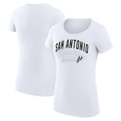 San Antonio Spurs G-III 4Her by Carl Banks Women's Super-Slim Fit Lightweight Filigree Logo T-Shirt - White - NBA