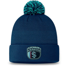 Seattle Kraken Fanatics 2024 NHL Draft Cuffed Knit Hat with Pom - Deep Sea Blue - NHL