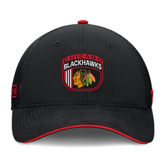 Chicago Blackhawks Fanatics 2024 NHL Draft On Stage Trucker Adjustable Hat - Black - NHL