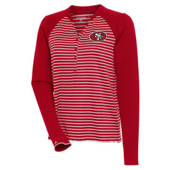 San Francisco 49ers Antigua Women's Maverick Long Sleeve Henley T-Shirt Scarlet | NFL