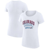 Colorado Avalanche G-III 4Her by Carl Banks Women's Super-Slim Fit Lightweight Filigree Logo T-Shirt – White - NHL