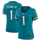 Travis Etienne Jr Jacksonville Jaguars Women's Prowler Throwback Game Jersey Teal | Nike for Sale