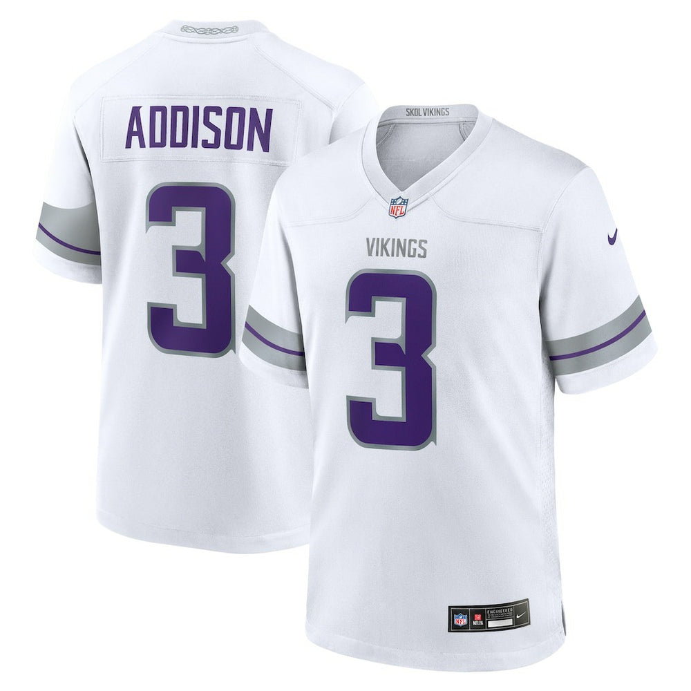 Jordan Addison Minnesota Vikings Alternate Game Player Jersey White | Nike for Sale