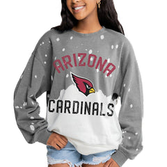 Arizona Cardinals Gameday Couture Women's Oversized Coin Toss Faded French Terry Tri-Blend Pullover Sweatshirt Gray | NFL
