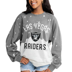 Las Vegas Raiders Gameday Couture Women's Oversized Coin Toss Faded French Terry Tri-Blend Pullover Sweatshirt Gray | NFL