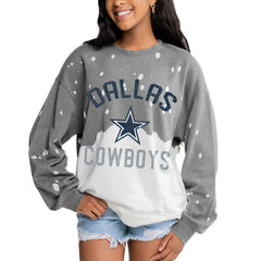 Dallas Cowboys Gameday Couture Women's Oversized Coin Toss Faded French Terry Tri-Blend Pullover Sweatshirt Gray | NFL