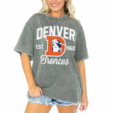 Denver Broncos Gameday Couture Women's Tackle Titan Boyfriend Washed T-Shirt Gray | NFL