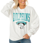 Miami Dolphins Gameday Couture Women's Oversized Yard Line Tri-Blend Pullover Sweatshirt White | NFL