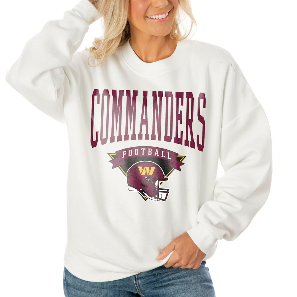 Washington Commanders Gameday Couture Women's Oversized Yard Line Tri-Blend Pullover Sweatshirt White | NFL
