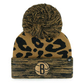 Brooklyn Nets '47 Women's Rosette Cuffed Knit Hat with Pom Leopard - NBA