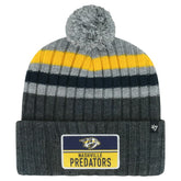 Nashville Predators '47 Stack Patch Cuffed Knit Hat with Pom - Gray - NHL