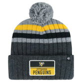 Pittsburgh Penguins '47 Stack Patch Cuffed Knit Hat with Pom - Gray - NHL