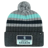 Seattle Kraken '47 Stack Patch Cuffed Knit Hat with Pom - Gray - NHL