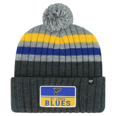 St. Louis Blues '47 Stack Patch Cuffed Knit Hat with Pom - Gray - NHL