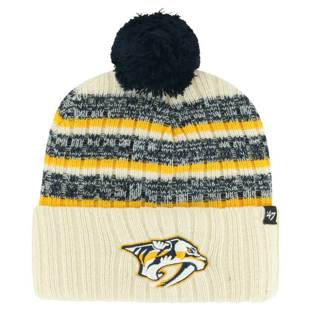 Nashville Predators '47 Tavern Cuffed Knit Hat with Pom - Cream - NHL