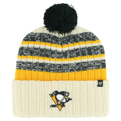 Pittsburgh Penguins '47 Tavern Cuffed Knit Hat with Pom - Cream - NHL