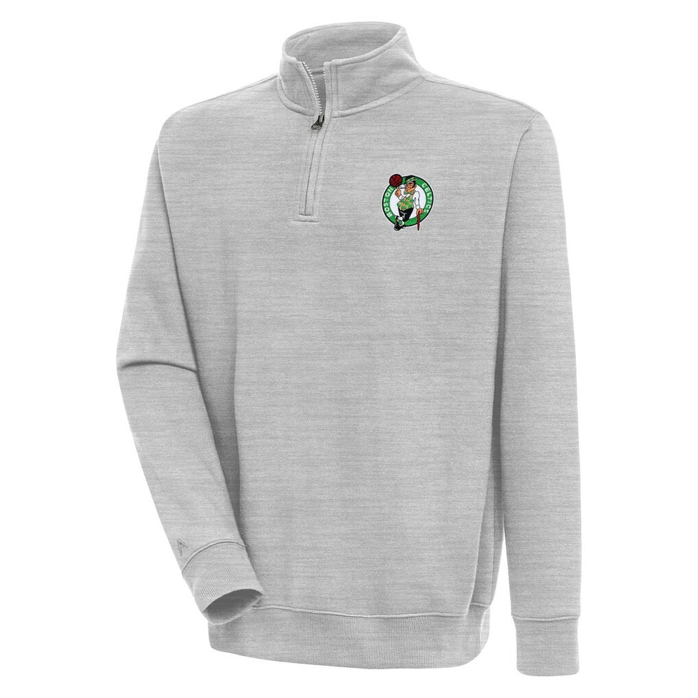 Boston Celtics Antigua Victory Quarter-Zip Pullover Top Heather Gray - NBA