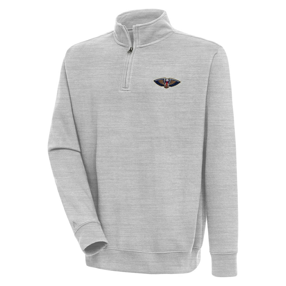 New Orleans Pelicans Antigua Victory Quarter-Zip Pullover Top Heather Gray - NBA