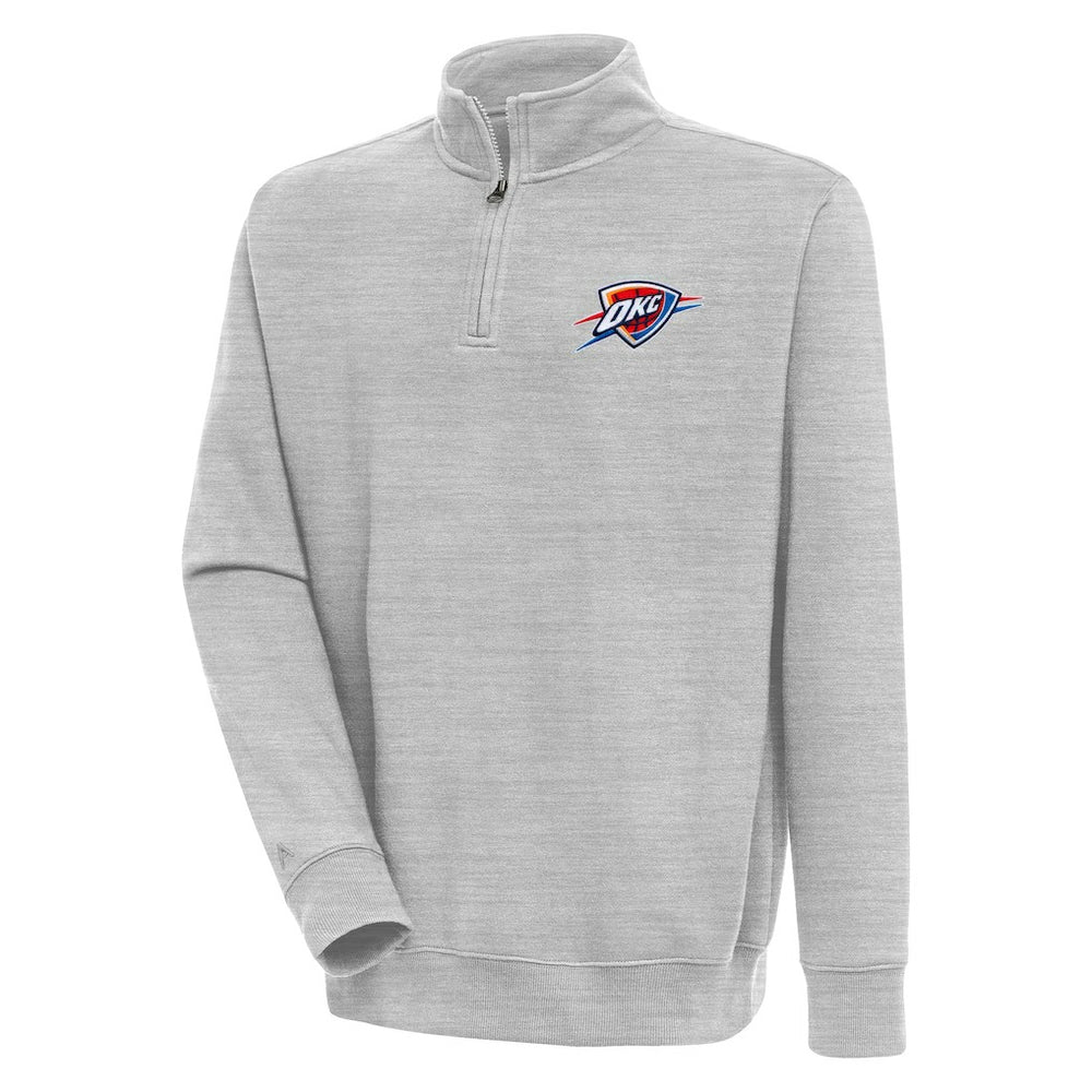 Oklahoma City Thunder Antigua Victory Quarter-Zip Pullover Top Heather Gray - NBA