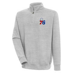 Philadelphia 76ers Antigua Victory Quarter-Zip Pullover Top Heather Gray - NBA