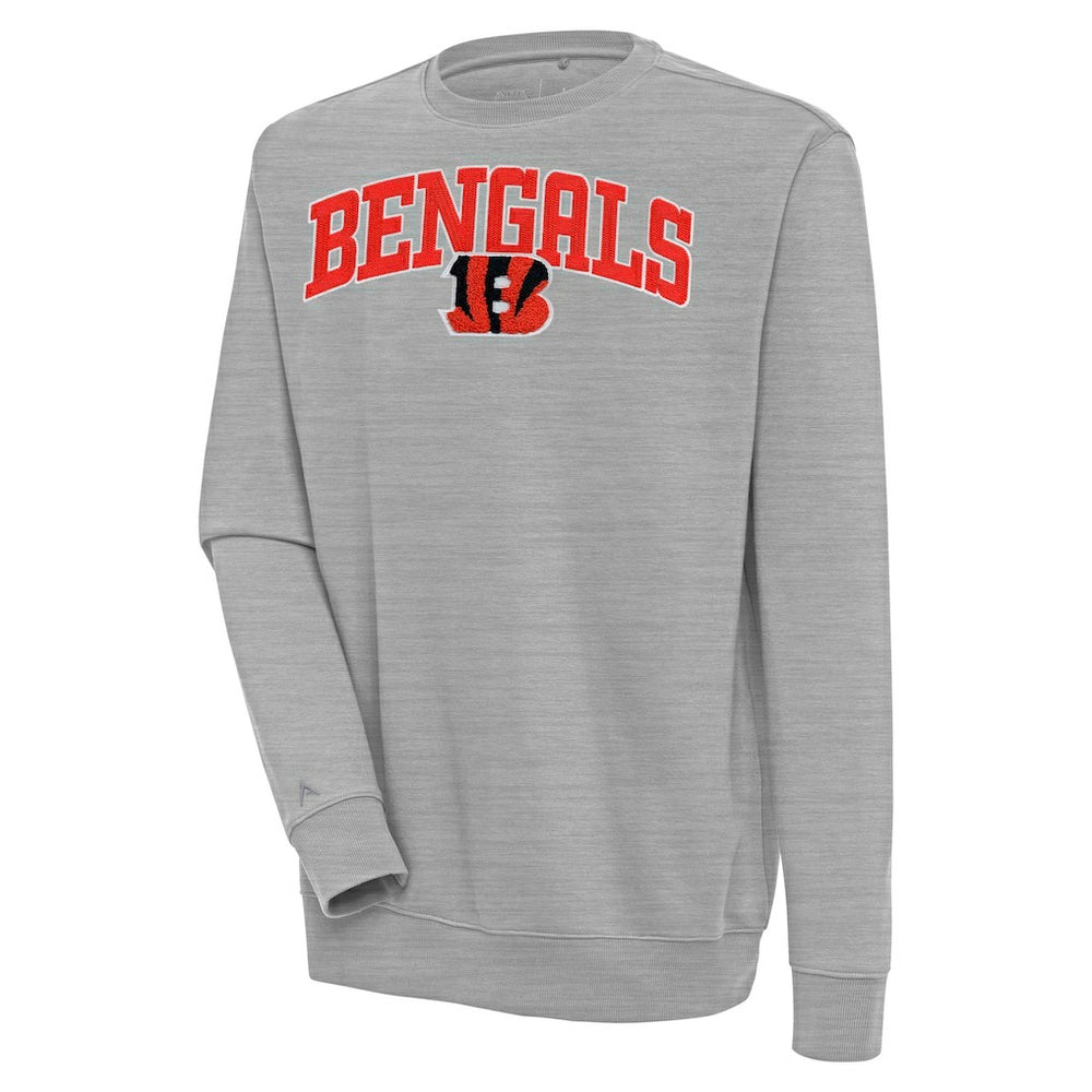 Cincinnati Bengals Antigua Victory Chenille Pullover Sweatshirt Heather Gray | NFL