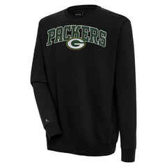 Green Bay Packers Antigua Victory Chenille Pullover Sweatshirt Black | NFL