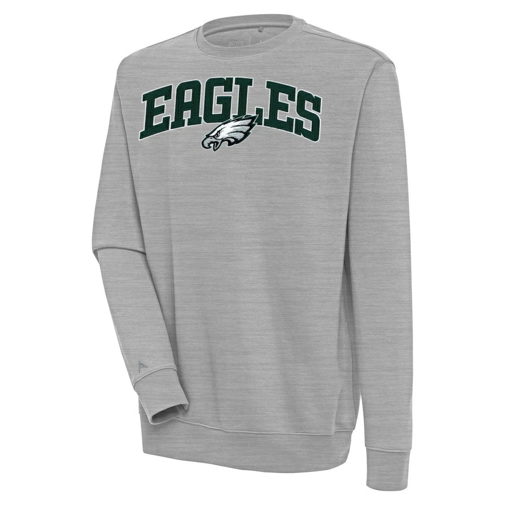 Philadelphia Eagles Antigua Victory Chenille Pullover Sweatshirt Heather Gray | NFL