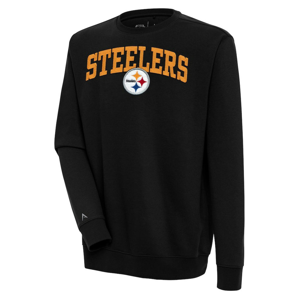 Pittsburgh Steelers Antigua Victory Chenille Pullover Sweatshirt Black | NFL