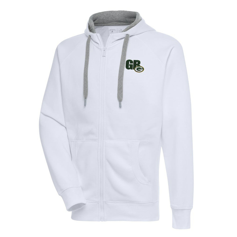 Green Bay Packers Antigua Victory Full-Zip Hoodie White | NFL