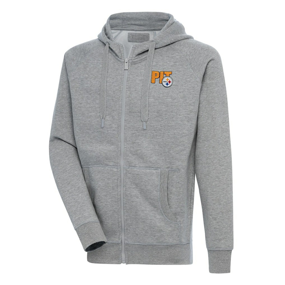 Pittsburgh Steelers Antigua Victory Full-Zip Hoodie Heather Gray | NFL