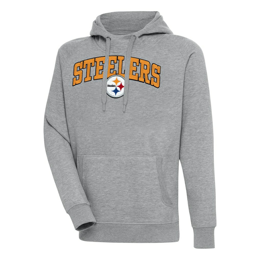 Pittsburgh Steelers Antigua Victory Pullover Hoodie Heather Gray | NFL