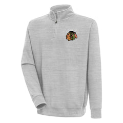 Chicago Blackhawks Antigua Victory Quarter-Zip Pullover Top - Heather Gray - NHL