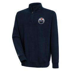Edmonton Oilers Antigua Victory Quarter-Zip Pullover Top - Navy - NHL