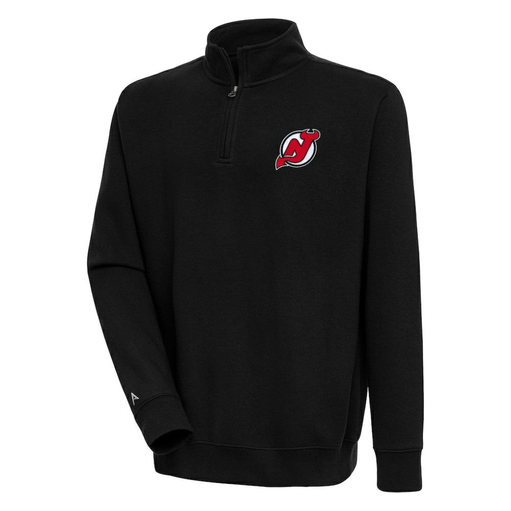 New Jersey Devils Antigua Victory Quarter-Zip Pullover Top - Black - NHL