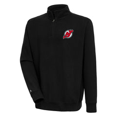 New Jersey Devils Antigua Victory Quarter-Zip Pullover Top - Black - NHL