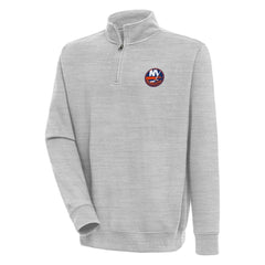 New York Islanders Antigua Victory Quarter-Zip Pullover Top - Heather Gray - NHL