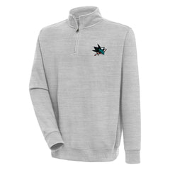 San Jose Sharks Antigua Victory Quarter-Zip Pullover Top - Heather Gray - NHL