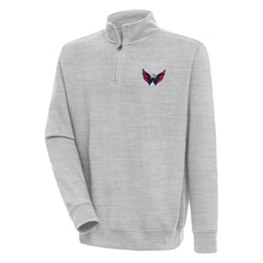 Washington Capitals Antigua Victory Quarter-Zip Pullover Top - Heather Gray - NHL