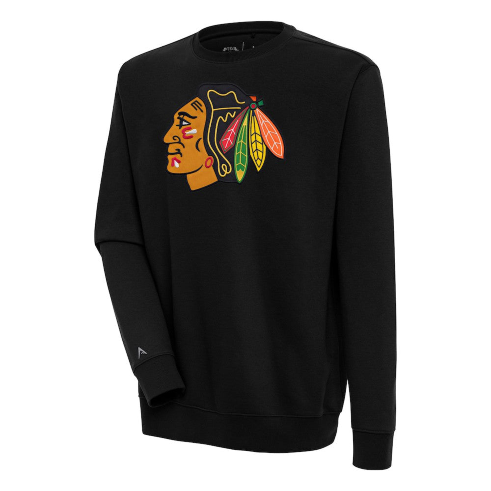 Chicago Blackhawks Antigua Victory Pullover Sweatshirt - Black - NHL