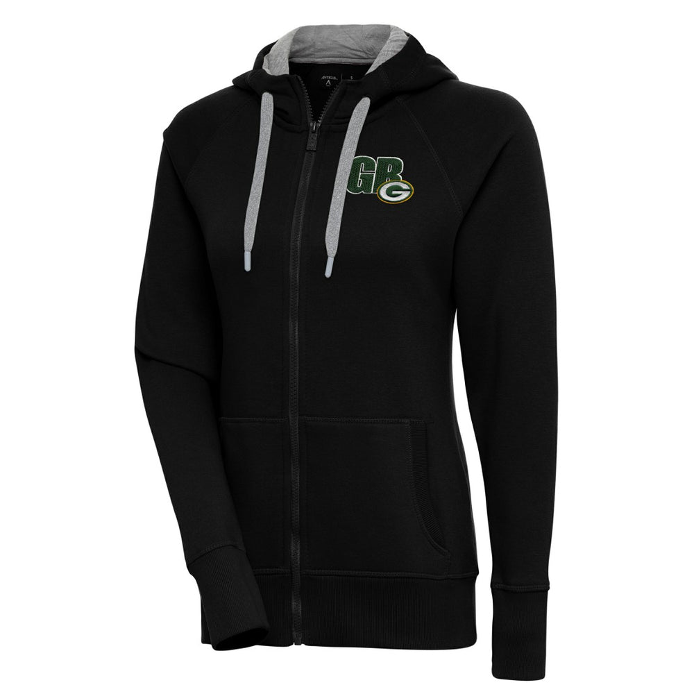Green Bay Packers Antigua Women's Victory Full-Zip Hoodie Black | NFL