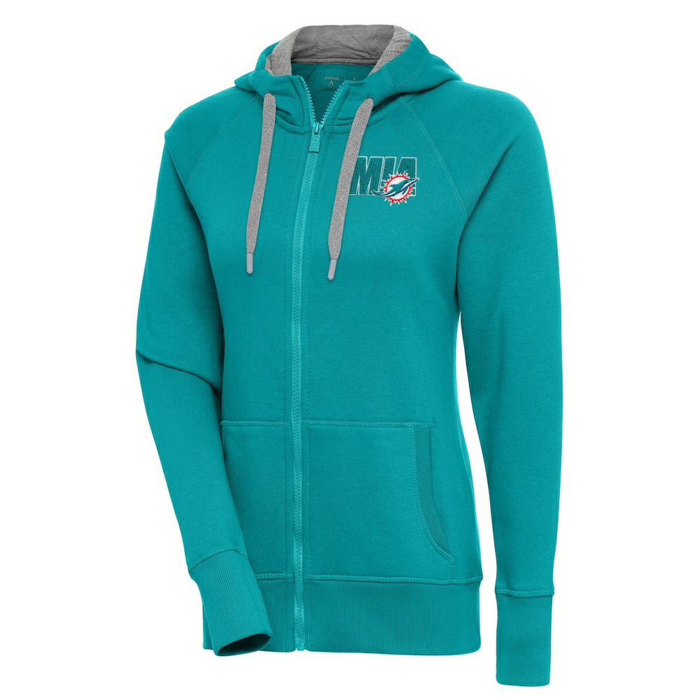 Miami Dolphins Antigua Women's Victory Full-Zip Hoodie Aqua | NFL