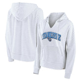Tennessee Titans Women's Striped Notch Neck Pullover Hoodie White/Gray | Fanatics