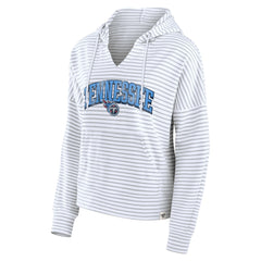 Tennessee Titans Women's Striped Notch Neck Pullover Hoodie White/Gray | Fanatics
