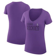Colorado Rockies G-III 4Her by Carl Banks Women's Super-Slim Fit Lightweight Dot Print V-Neck T-Shirt - MLB