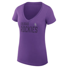 Colorado Rockies G-III 4Her by Carl Banks Women's Super-Slim Fit Lightweight Dot Print V-Neck T-Shirt - MLB