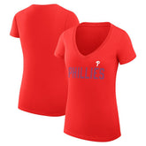 Philadelphia Phillies G-III 4Her by Carl Banks Women's Super-Slim Fit Lightweight Dot Print V-Neck T-Shirt - MLB