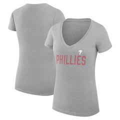 Philadelphia Phillies G-III 4Her by Carl Banks Women's Super-Slim Fit Lightweight Dot Print V-Neck T-Shirt - MLB
