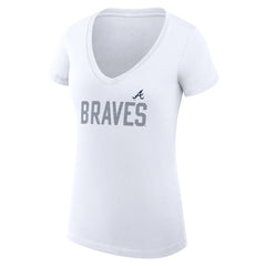 Atlanta Braves G-III 4Her by Carl Banks Women's Super-Slim Fit Lightweight Dot Print V-Neck T-Shirt - MLB